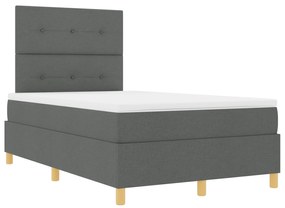 Cama Box Spring com Colchão Cinza Escuro 120x200 cm Tecido