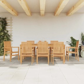 vidaXL 9 pcs conjunto de jantar para jardim madeira de teca maciça