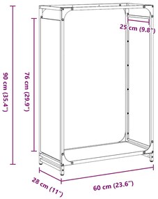 Suporte para lenha 60x28x90 cm aço laminado a frio branco