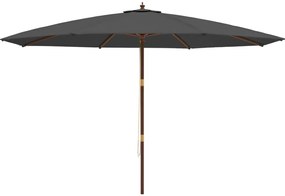 Guarda-sol de jardim com poste de madeira 400x273 cm antracite