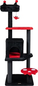 Árvore para Gatos Gótica, 48,5 x 48,5 x 144 cm, Multinível, Vermelho+Preto