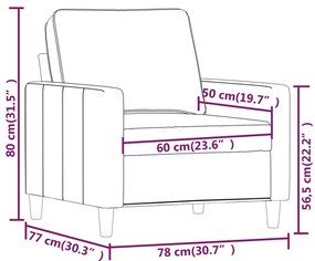 Poltrona 60 cm veludo castanho