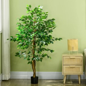 HOMCOM Planta Figueira Artificial com Tronco Realista 150 cm Planta Ar