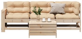vidaXL 4 pcs conjunto lounge de jardim c/ almofadões pinho maciço