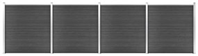 Conjunto de painel de vedação WPC 699x186 cm preto