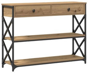 Mesa de Console vidaXL Carvalho Artesanal 100x28x75 cm Madeira Engenhe