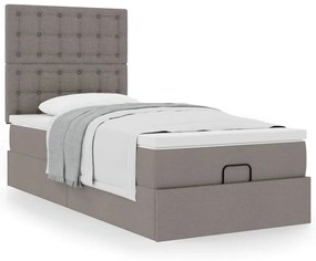 Estrutura de cama otomana com colchão tecido cinzento 90x190cm