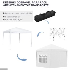 Outsunny Tenda de Jardim com Paredes Laterais Amovíveis Janelas Porta