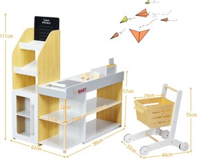 Supermercado de brincar com carrinho de compras e caixa registadora com leitor de código de barras 90 x 62 x 111 cm Multicolor