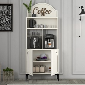 Armário de Cozinha/Sala "Caffè" - Creme e Preto - 81.3x201x35cm - Desi