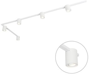 Sistema de calhas moderno branco com 5 focos monofásicos - Rondoo Up Moderno