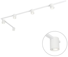 Sistema de calha moderno branco com 5 focos monofásicos - Rondoo Up Moderno