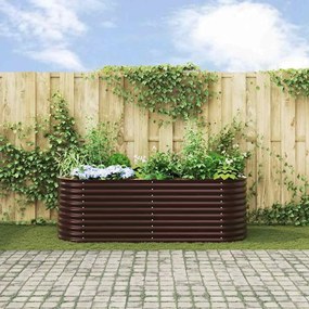 Canteiro Elevado de Jardim Castanho vidaXL 240x80x81 cm em Aço Galvani