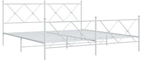 Estrutura de cama com cabeceira e pés 180x200 cm metal branco