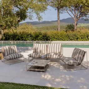 Conjunto De Jardim Com Sofá Modular De 2 Peças, 2 Poltronas E Mesa Auxiliar Conversível Amaro Tapioca Bege - Castanho Moka - Sklum