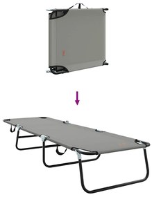 Espreguiçadeira Dobrável 2 pcs Cinza em tecido Oxford 600D