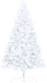 Meia árvore Natal artificial pré-iluminada c/ bolas branco