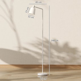 Candeeiro de Pé LED Regulável com Ecrã Giratório 350° 3 Temperaturas de Cor 3000K/4000K/6500K 45x21x148 cm Branco