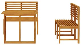 Conjunto de Jantar de Jardim com 4 Peças em Madeira Maciça de Acácia
