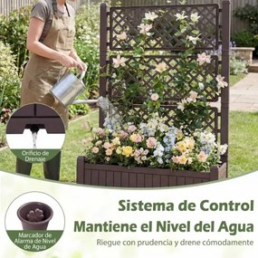 Floreira de jardim elevada com treliça 80 x 40 x 140 cm, vasos móveis, drenagem, rodas bloqueáveis para vegetais e plantas, interior e exterior Castan