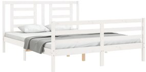 Estrutura de cama com cabeceira 160x200 cm madeira maciça