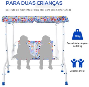 Outsunny Baloiço de Jardim Infantil de 2 Lugares com Toldo Ajustável e