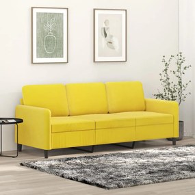 vidaXL Sofá de 3 lugares 180 cm veludo amarelo