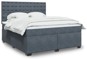 vidaXL Cama com molas/colchão 180x200 cm veludo cinzento-escuro