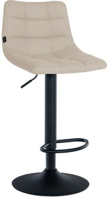 Conjunto de 2 bancos altos Jerry em tecido com estrutura preta 87-108,5 x 43 x 46,5 cm Creme