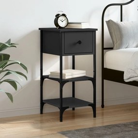 vidaXL Mesa cabeceira 34x36x70 cm derivados de madeira preto