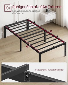 Estrutura de cama em metal 200 x 90 x 40,6 cm (COLCHÃO NÃO INCLUIDO) com espaço de arrumação e design moderno Preta