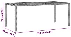 Conjunto de Jantar de Jardim com Almofadas Preto Poliratã