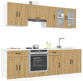 vidaXL 8 peças armário de cozinha conjunto Kalmar carvalho artisiano