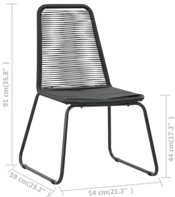 Cadeiras de exterior 2 pcs vime PE preto