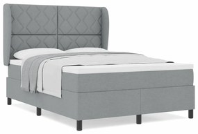 Cama Box com Colchão - Cinza Claro, 140x200 cm, Tecido