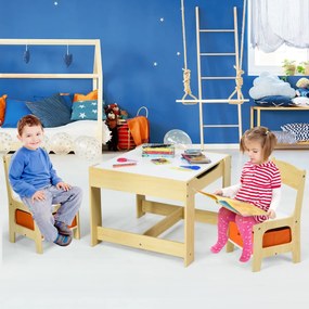 Conjunto de Mesa e 2 Cadeiras para Crianças com Caixas de Armazenamento Natural