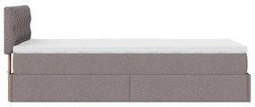 Cama otomana com colchão 100x200 cm tecido cinza