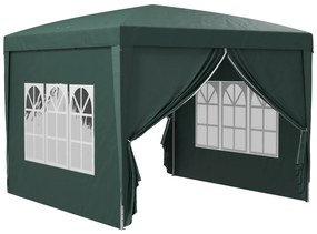Outsunny Tenda de Jardim com Paredes Laterais Amovíveis Janelas Porta com Zíper e Bolsa de Transporte 295x295x196-258 cm Verde