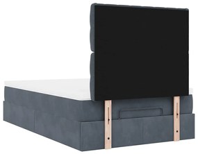 Estrutura de cama otomana com colchões cinza escuro veludo