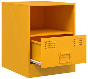 Mesas de cabeceira 2 pcs 34,5x39x44 cm aço amarelo mostarda
