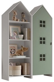 Conjunto 1 armario Guarda Roupa infantil + estante infantil coleção CASAMI Branco e Verde