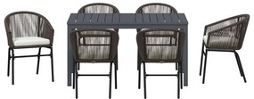 Conjunto de Jantar de Jardim Manual 7 pcs Castanho Médio
