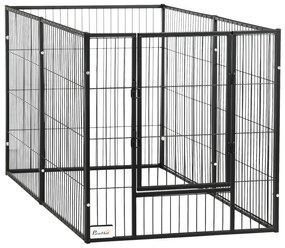 Parque para Cães de 6 Painéis com Largura Ajustável e Estrutura de Aço 82,5-150x79x81 cm Preto