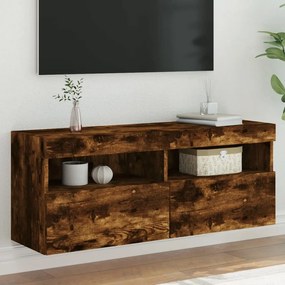 vidaXL Móvel de parede p/ TV c/ luzes LED 100x30x40 cm carvalho fumado