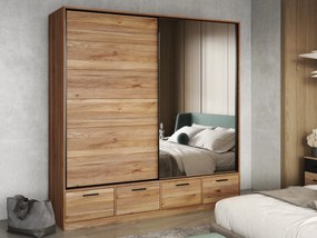 Roupeiro Melvele 122, Carvalho, 209x180x61cm, 171 kg, Portas para roupeiro: Deslizante