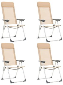 vidaXL Cadeiras de campismo dobráveis 4 pcs alumínio creme