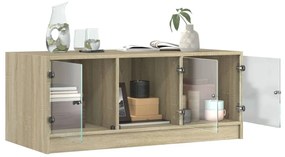 Mesa de centro c/ portas de vidro 102x50x42 cm carvalho sonoma