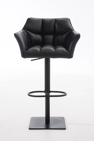 Banco de bar Damaso em couro sintético e com estrutura preta 64 x 88-113 x 45 cm Preto