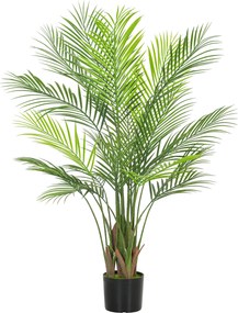 Planta artificial de interior de 120 cm, palmeira artificial com vaso de plástico e acabamento flocado, verde