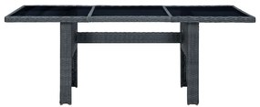 7 pcs conj. jantar exterior c/ almofadões vime PE cinza-escuro